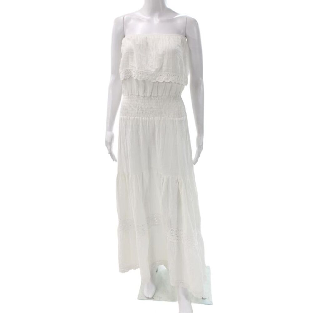 Debbie Katz Women Maxi Dress White Off-Shoulder Sleeveless Bohemian Size XS